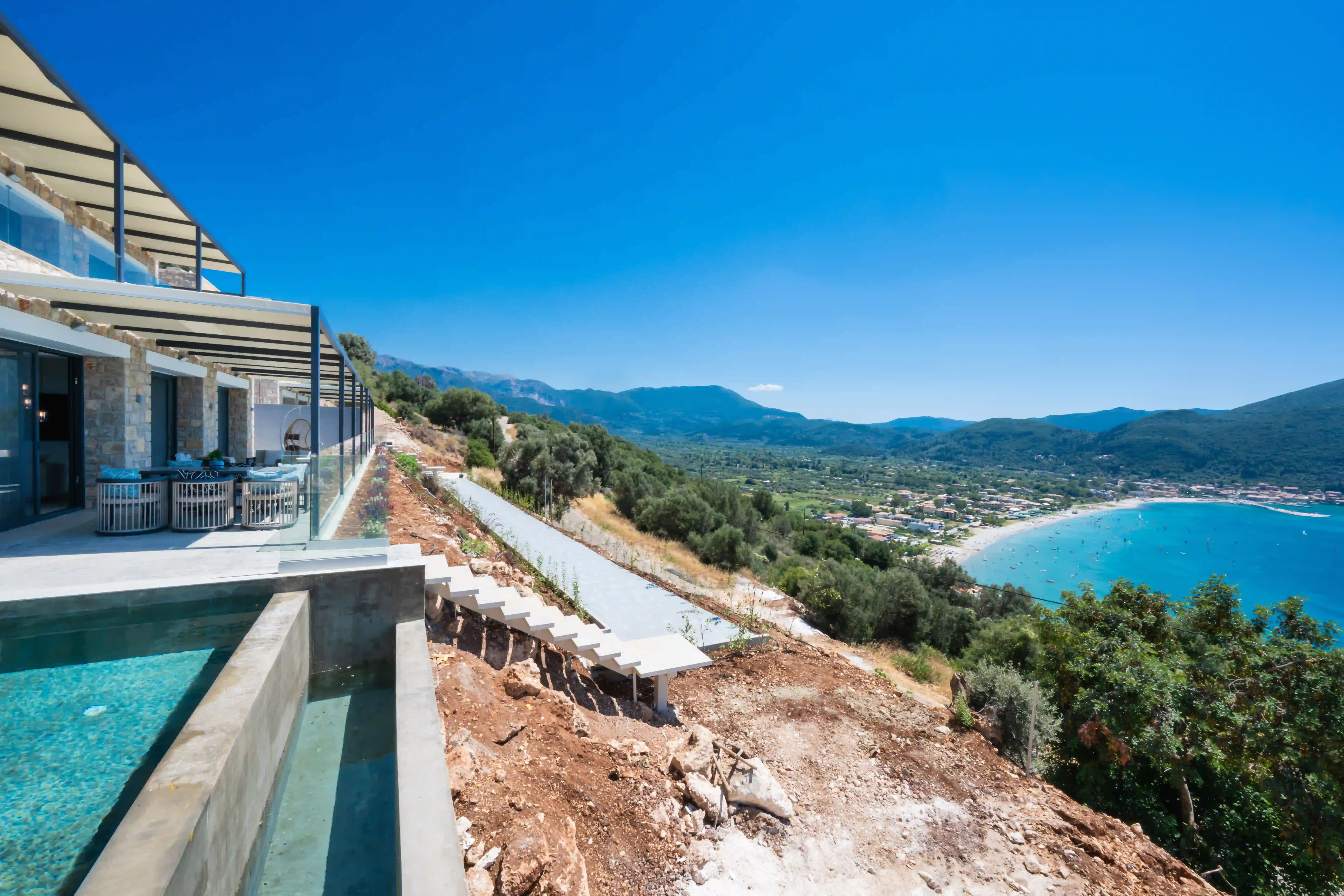 Hillside setting of Azzura Villas Lefkada