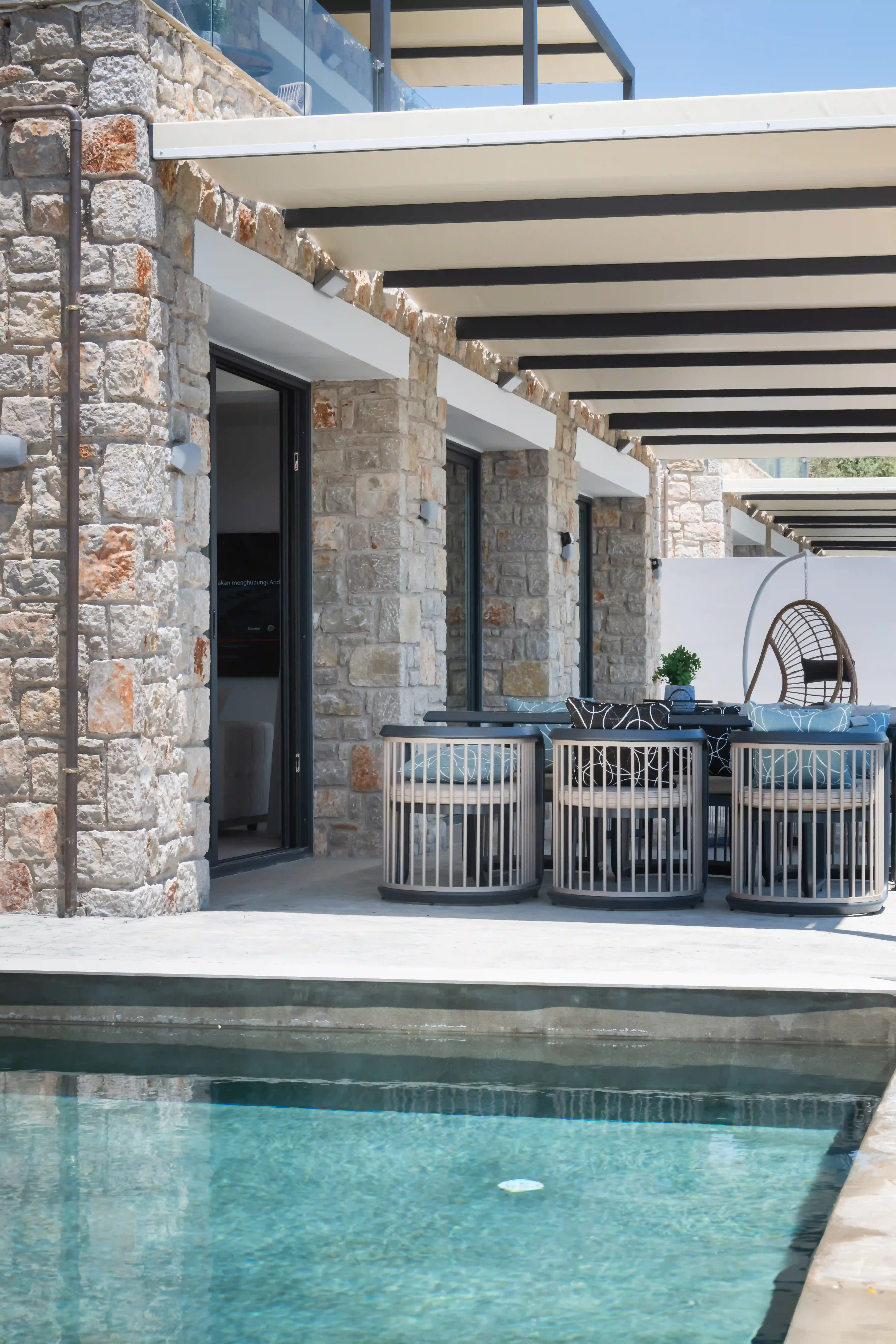 Outdoor terrace and lounge area at Azzura Villas Lefkada