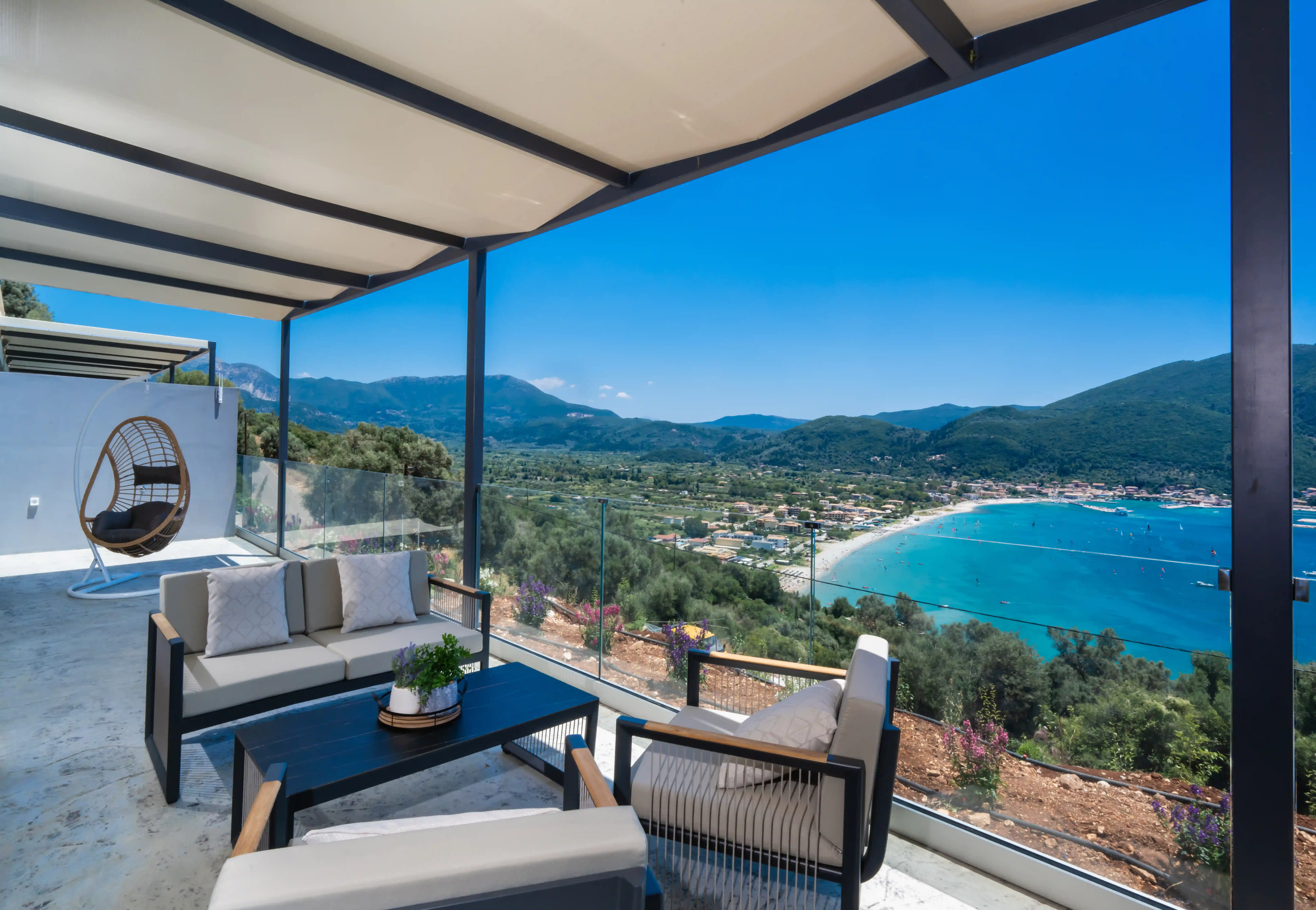 Outdoor lounge terrace at Azzura Villas Lefkada
