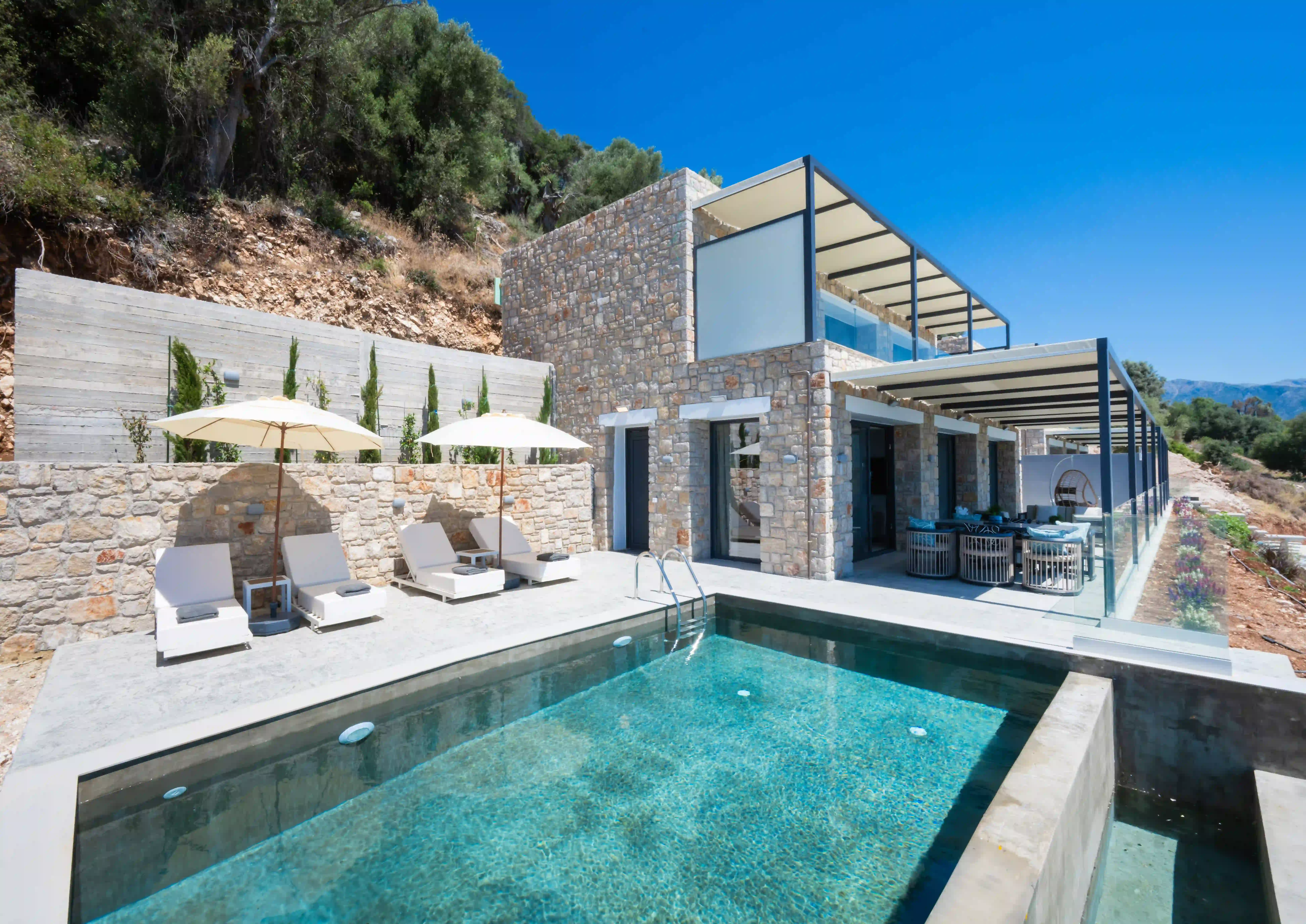 Outdoor shower area at Azzura Villas