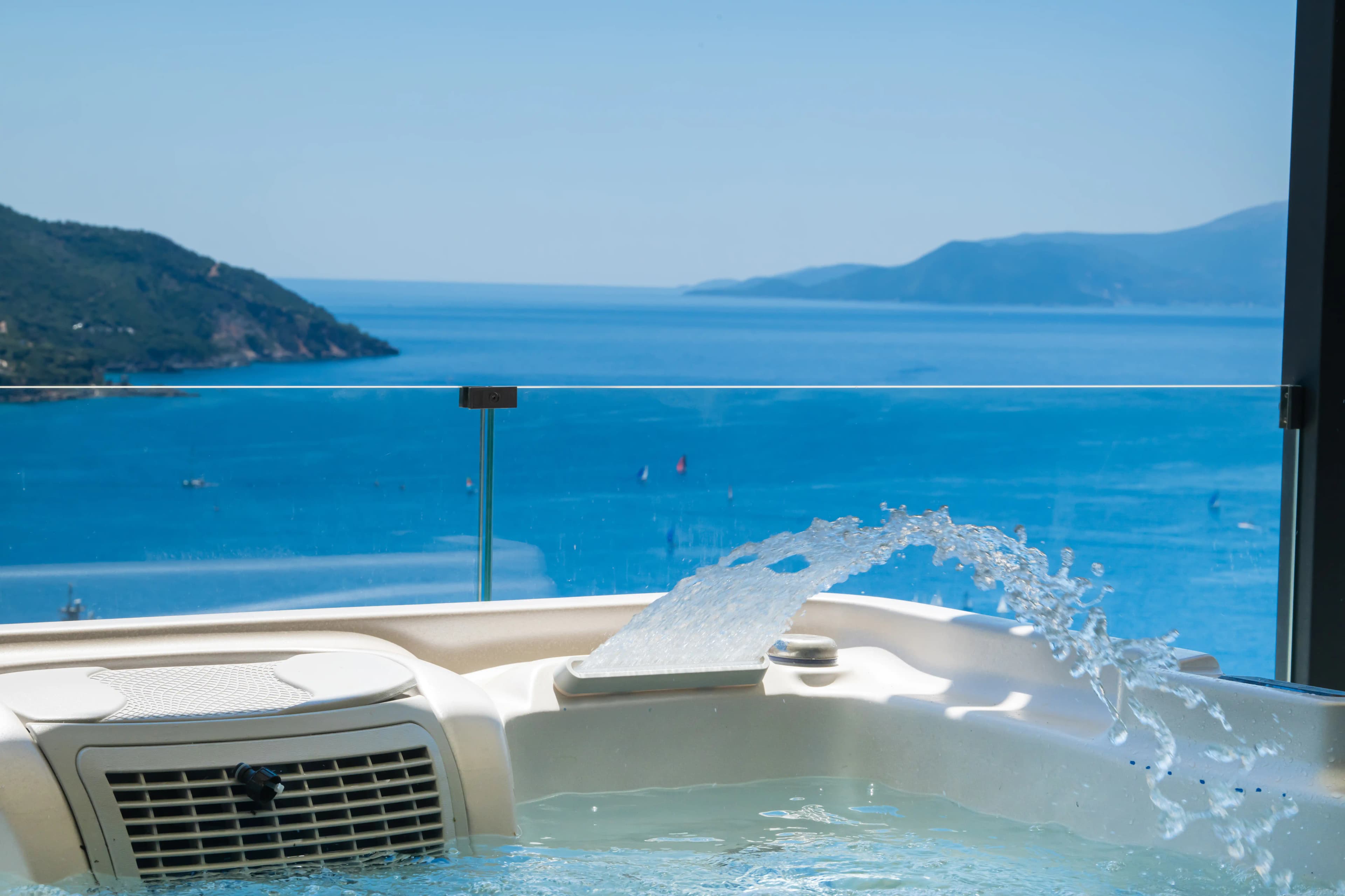 Stone-finished interior at Azzura Villas Lefkada